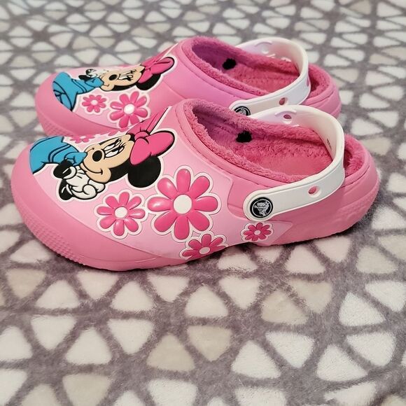 Crocs Classic Lined Disney Minnie Mouse Clog Pink Shoes Size Junior Youth 2 - Picture 4 of 13